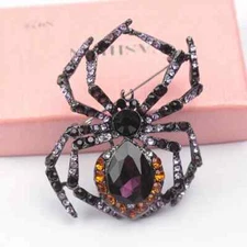 Fashion Women Men Unisex Black Spider Brooch Coat Clothing Accessories