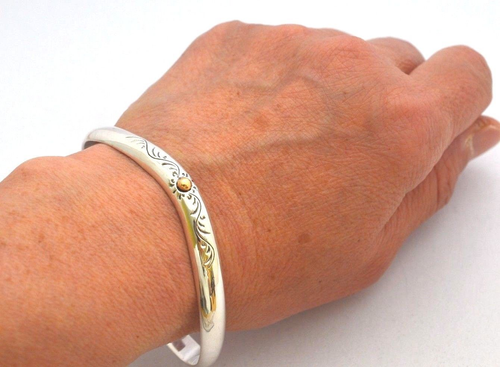 925 Sterling Silber Armreif Armreif Armband mit Sonne. 6,1", 15,5 cm, 25 Gramm - Bild 4 von 12