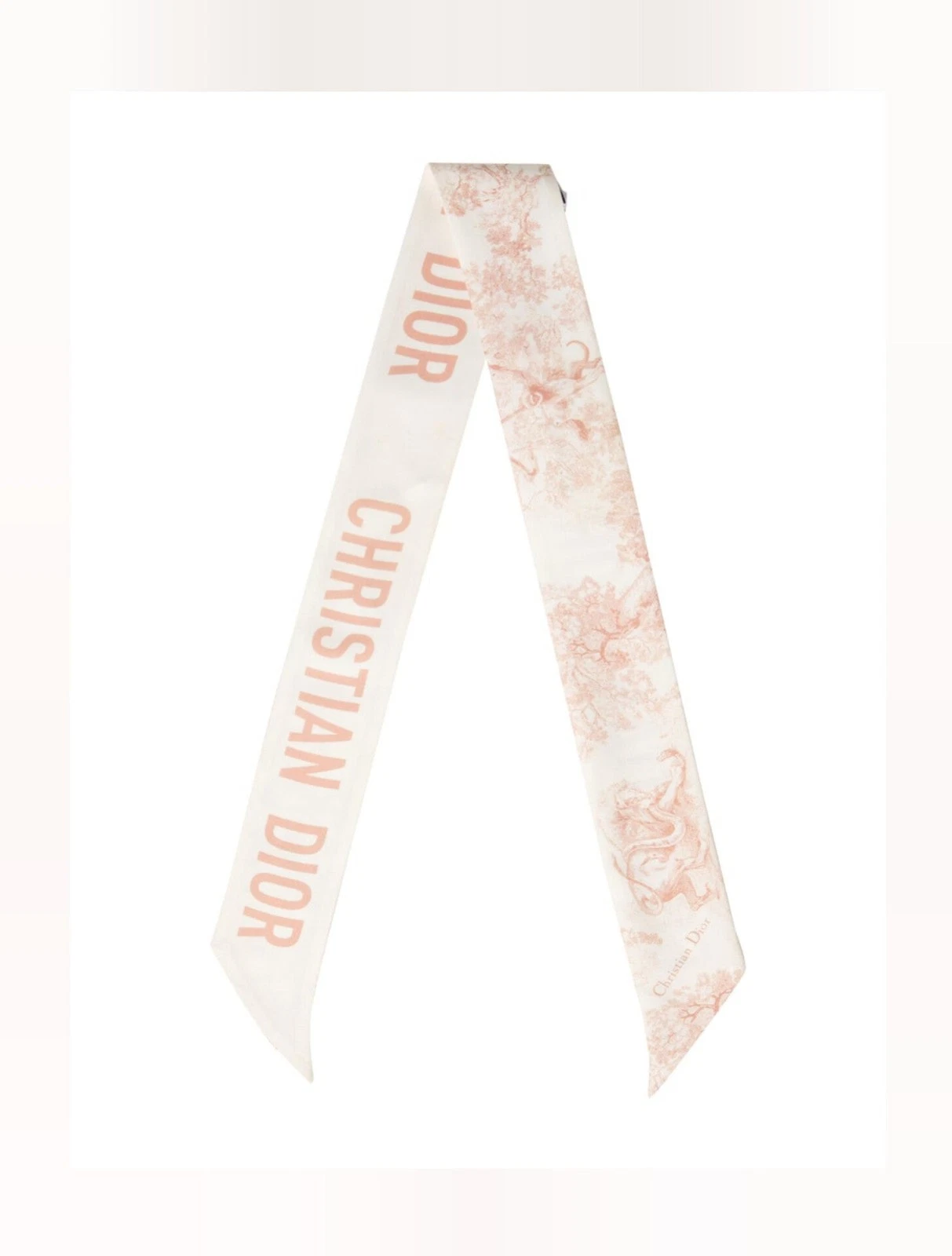 Foulard Christian Dior beige blanc multicolore imprimé logo soie