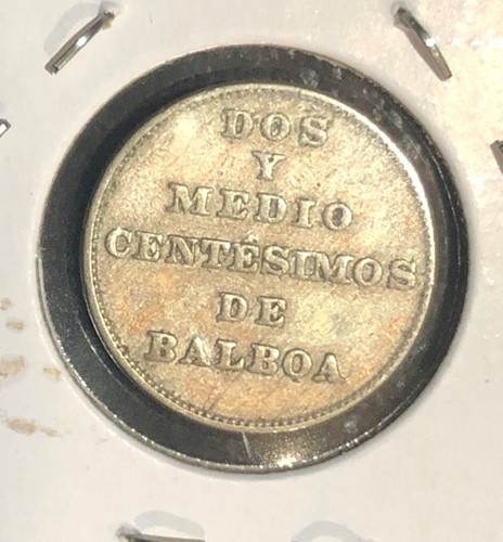 1940 Panama 2-1/2 Centesimos TONED Copper Nickel Coin KM#16-18MM - One Year Type - Bild 2 von 4