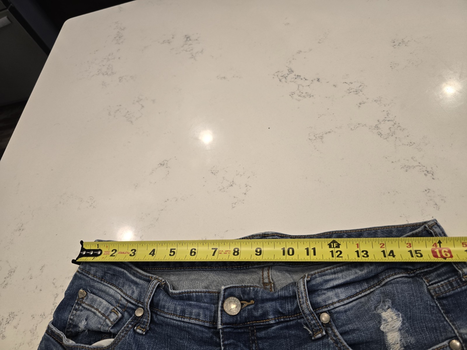 Torrid High Rise Distressed Patchwork Bermuda Blu… - image 11