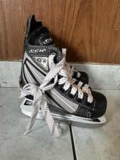 CCM Custom 01 Youth Hockey Skates Size 10J Gray Black Ice Skating