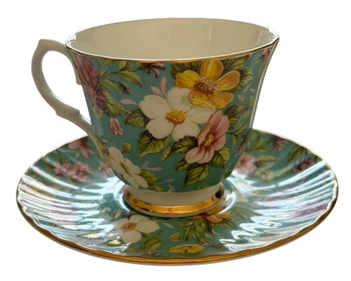 Vintage Bethany Staffordshire Chintz Floral Teacup And Saucer 