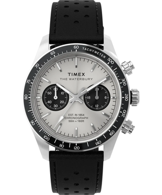TIMEX THE WATERBURY COLLECTION 腕時計 Timex Mens Waterbury Heritage Chronograph 39mm Watch Silver/Black