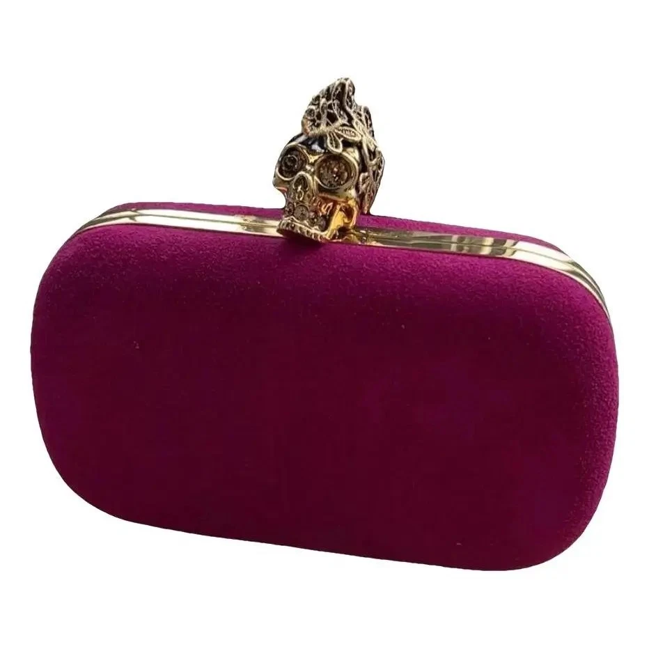 Сумка-клатч Alexander McQueen Skull Mohawk темно-бордовая полностью замшевая кожа - Изображение 3 из 3