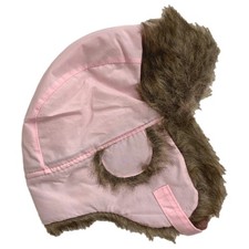 Girls Light Pink Trapper Hat Plush Trim