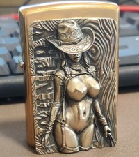 Adesivo statua cowgirl sexy in ottone 1 pezzo adatto per ZIPPO