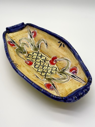 Stunning Vintage Hand Painted Ceramic Butter Trinket Dish By Posey Bacopoulos - Picture 4 of 7