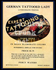 antique 1920s percy waters ad card tattooed woman tattoo flash 16x20 gicleeprint
