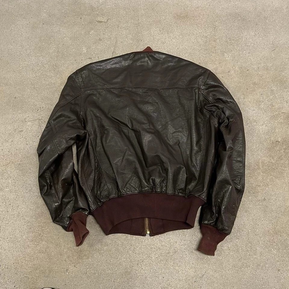 Vintage 40s 50s field and stream leather windbreaker bomber jacket L - Image 4 of 4