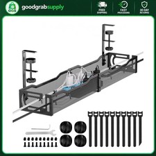 Cable Management Under Desk 25'' Metal Cable Tray Clamp Mount