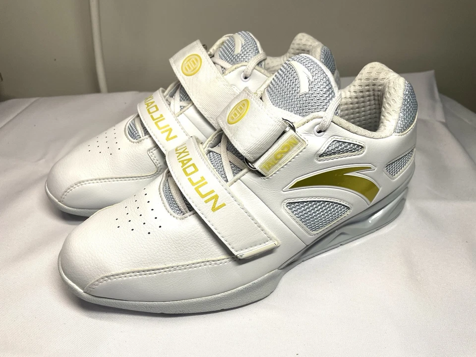 Anta Weightlifting Shoes Size US10/44 Color White/Gold Luxiaojun Edition