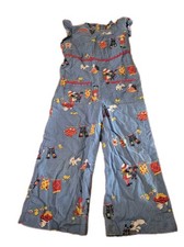 Vintage handmade 6 6x retro clothes laundry line denim overalls little girls 70s