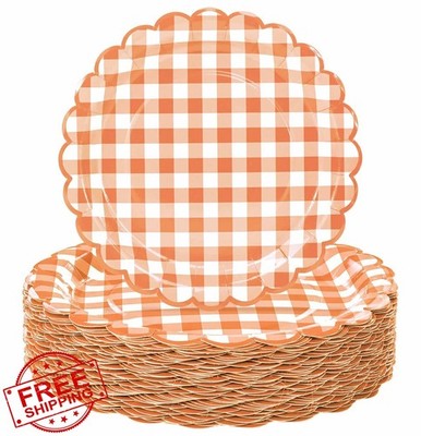 HEIPINIUYE 50pc 7 Inch Orange Checkered Plates