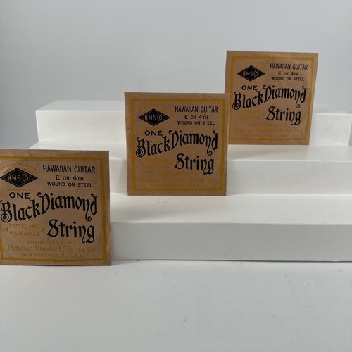 Hawaiian Guitar Black Diamond Strings E or 4th Wound On Steel 3 Total NMS Co. - Picture 2 of 3