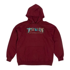 Thrasher Magazine HIEROGLYPHIC PULLOVER Skateboard Hoodie MAROON