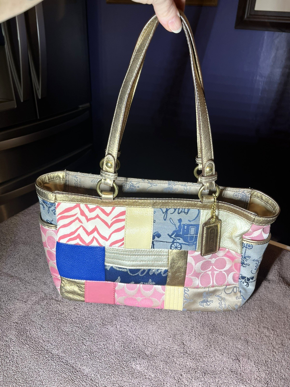 Pristine Coach Colorful Patchwork Anniversary Tot… - image 5