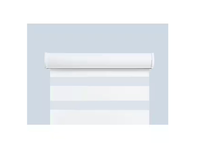 Harper Lane Pre-Cut White Cordless Light Filtering Layered Roller Shade 27"x 72"