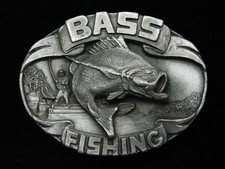 QK15142 VINTAGE 1988  BASS FISHING  COMMEMORATIVE PEWTER SISKIYOU BELT BUCKLE