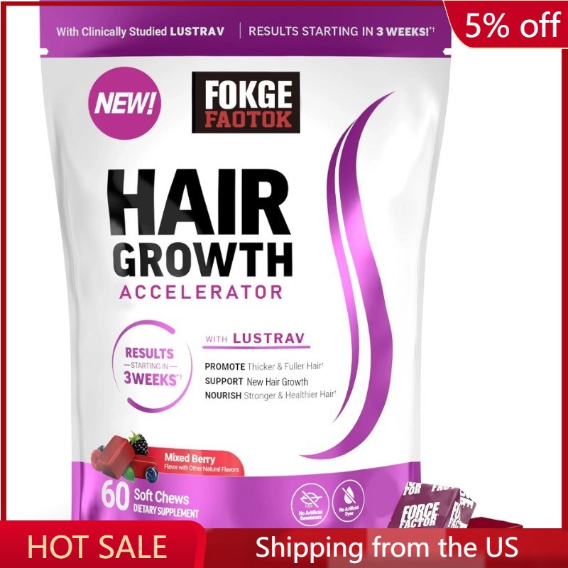 Force Factor Hair Growth Accelerator Soft Chews, Hair Growth Vitamins 