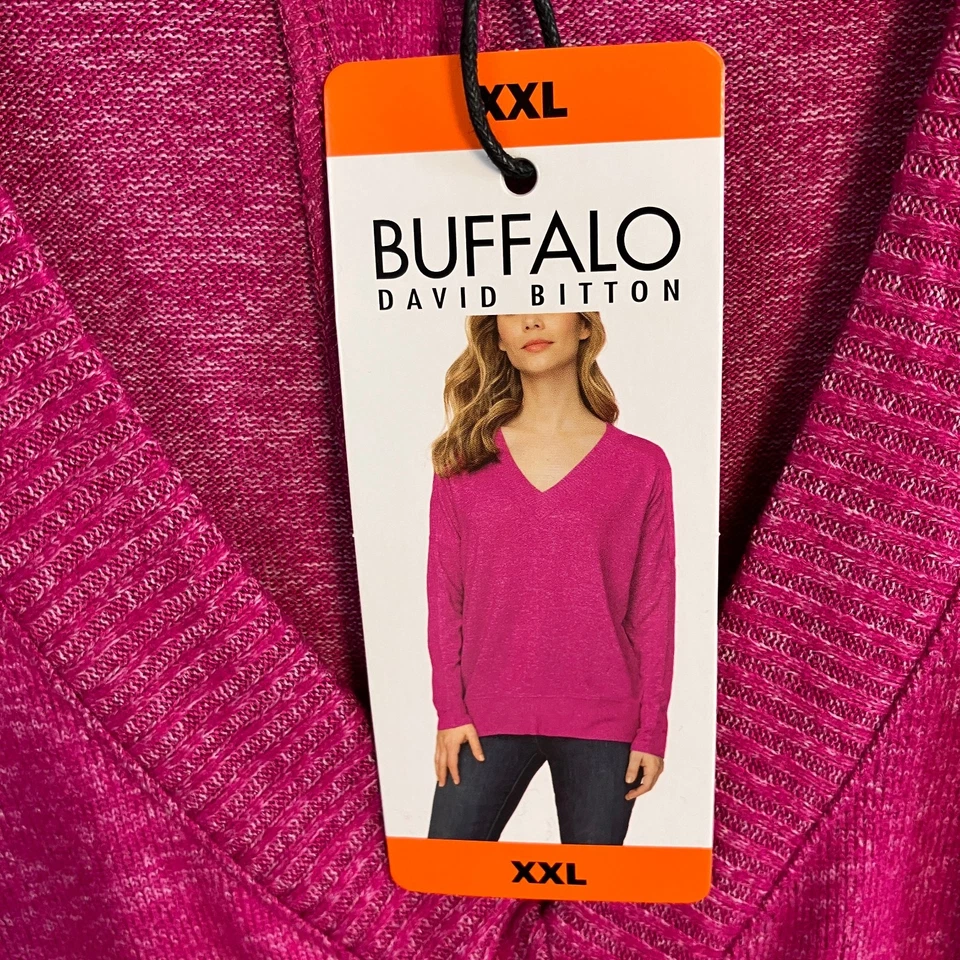 Buffalo Women's V-Neck Long Sleeve Top Size XXL Raspberry NWT - Image 3 of 4