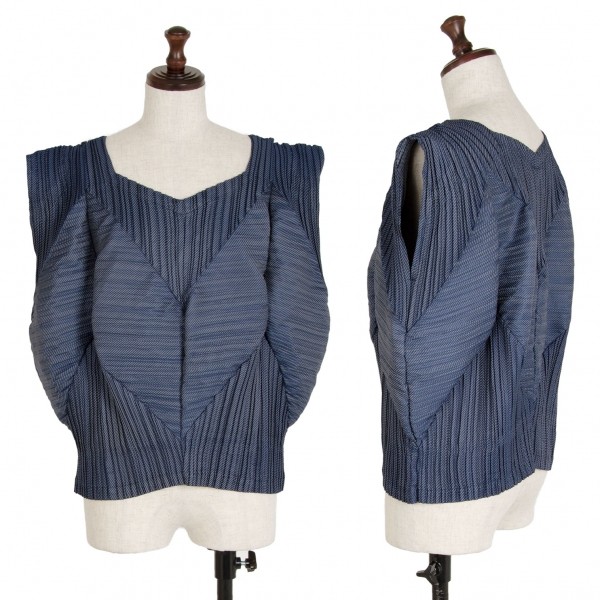 ISSEY MIYAKE Bias Pleats Swiching Sleeveless Top Size 2(K