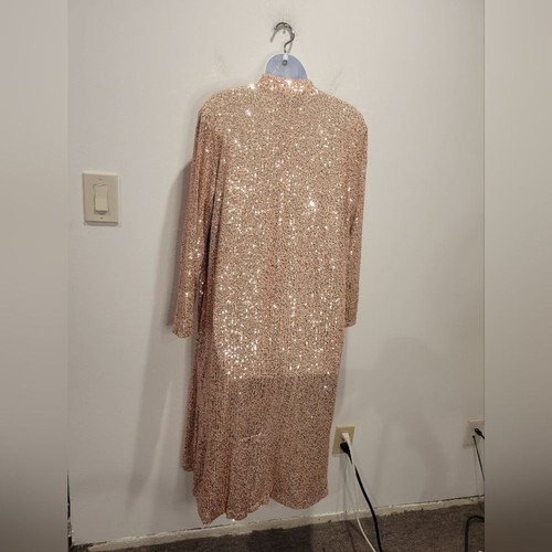 Cardigan spolverino Anthro X Mare Mare taglia M paillettes oro rosa con tasche - Foto 3 di 5