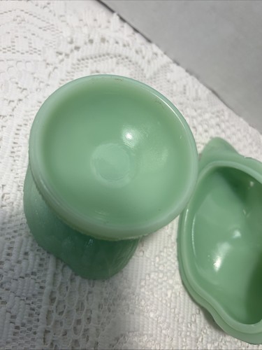 Vintage Martha Stewart Jadeit Hahn Box bedeckt Bonboniere grün Glas Ostern - Bild 8 von 9