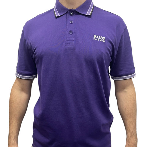 NWT Hugo Boss Polo Shirt With Contrast Logos Color Purple size XL (€65 Retail)
