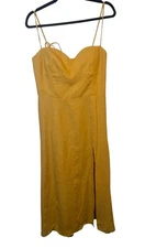 Reformation 100% Linen Nebraska Midi Dress In Ochre Size 10 NWT