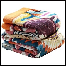 Boho Cotton Throw Blanket Soft All-Season Decorative Quilt for Sofa