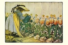 Listing image for Flowers Being Watered - Mary, Mary Jesse Willcox Smith Poster Print