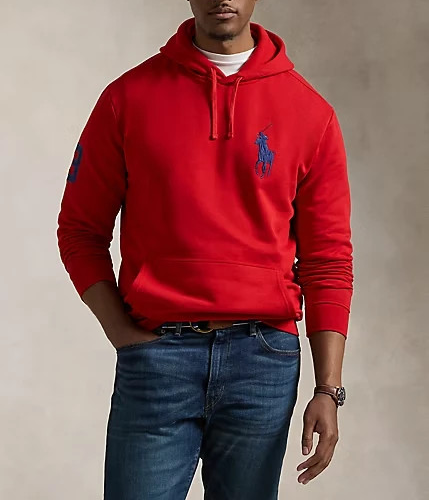 Polo Ralph Lauren Herren Gr. XL - Tall Big Pony Fleece Hoodie rot blau - Bild 1 von 4