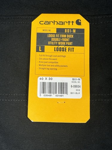 Carhartt Mens Pants 40 Black Double Knee Work Wear Construction Hunting Outdoor - Picture 7 of 21