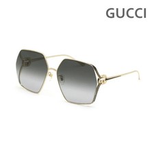 Gucci Sunglasses GG1322SA-001 Gold/Gray with Nose Pads, UV Protection, Women's