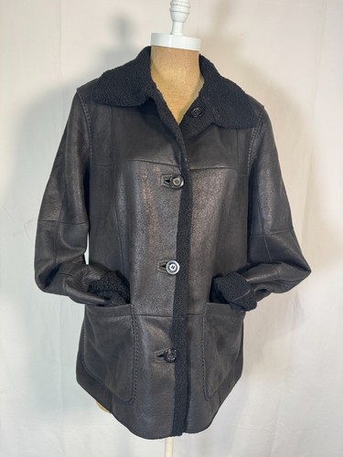 CHRIST Black Luxury Shearling Fur Lambskin Reverse Coat Jacket Women Sz 38 Sz M - Picture 5 of 19
