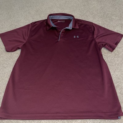 Under Armour Tech Polo Shirt Mens XL Loose Fit Burgundy Performance SS M-198