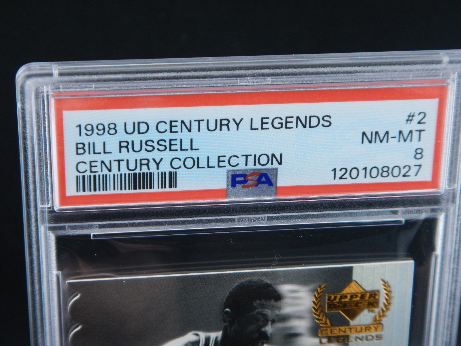 1998 UD CENTURY LEGENDS BILL RUSSELL CENTURY COLLECTION (20/100) PSA 8 NM POP 3! view 3