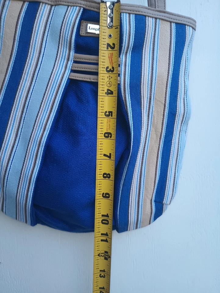 Bolso de Hombro Longaberger Homestead Tela Azul Cierre Magnético Ciudad Oficina Foto 4 de 4