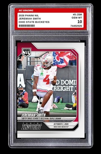 2026 Panini Instant NIL Jeremiah Smith Rookie Card #5-JSM Buckeyes Graded 10