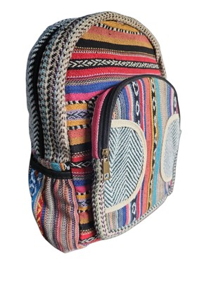 Small Boho Backpack from Nepal   Himalayan Handcrafted Travel Bag