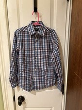 Boys Long Sleeved Dress Shirt Chaps Blue Multi Size S 8 Long Sleeved SKU TR50