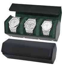 Leather Watch Roll for 3 Watches - Velvet-Lined Travel Case, Luxury Watch Rol...