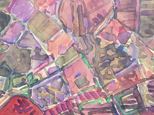 Gemälde Aquarell AbstraktFlächen Edvard Frank Nachlass Signiert 1967 - Picture 7 of 13