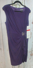 NWT Jessica Howard 14 Purple Ruched Evening Occasion Midi Dress