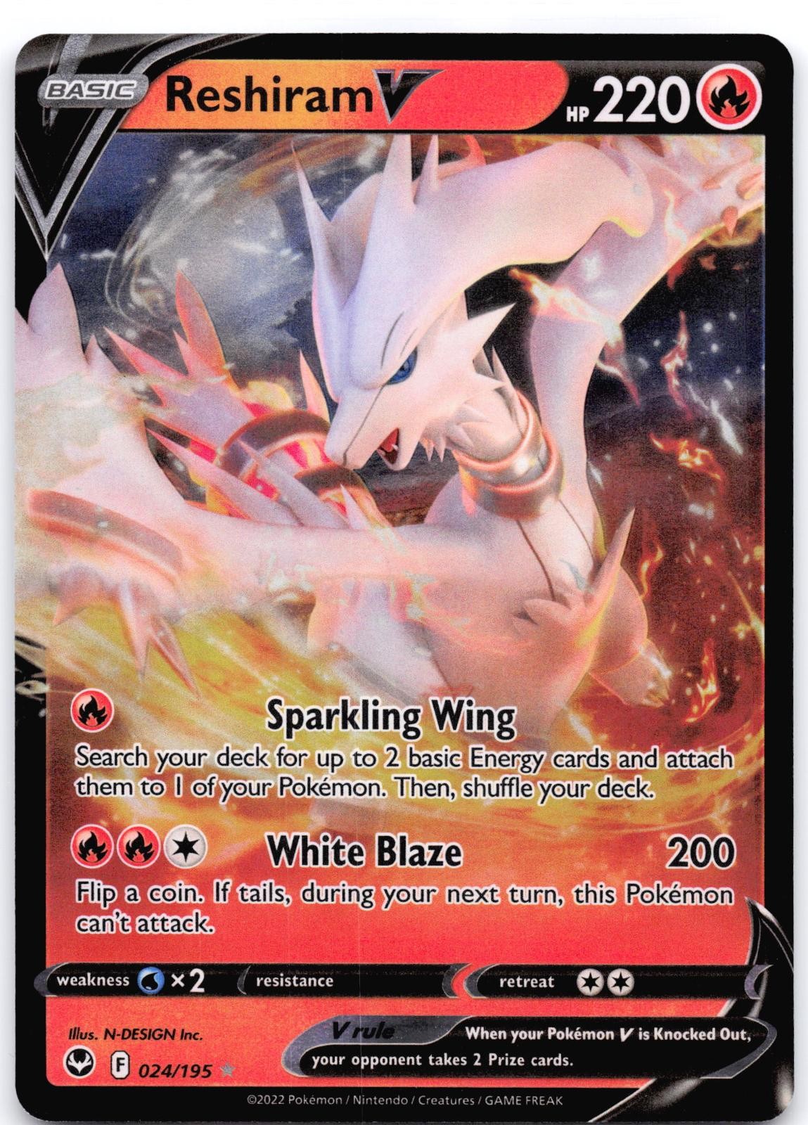 Reshiram V 024/195 Holo Silver Tempest