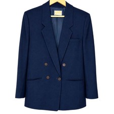 Vintage Pendleton Navy Blue Virgin Wool Double Breasted Women's Blazer Classic