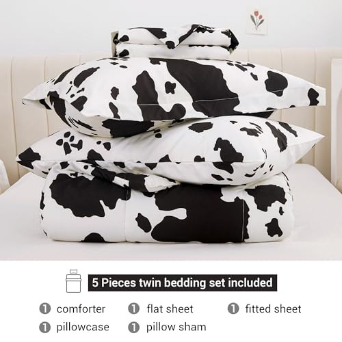 Cow Print Twin Comforter Set, Kids Brushed Microfiber Twin Bedding Set, 5 - Bild 6 von 6