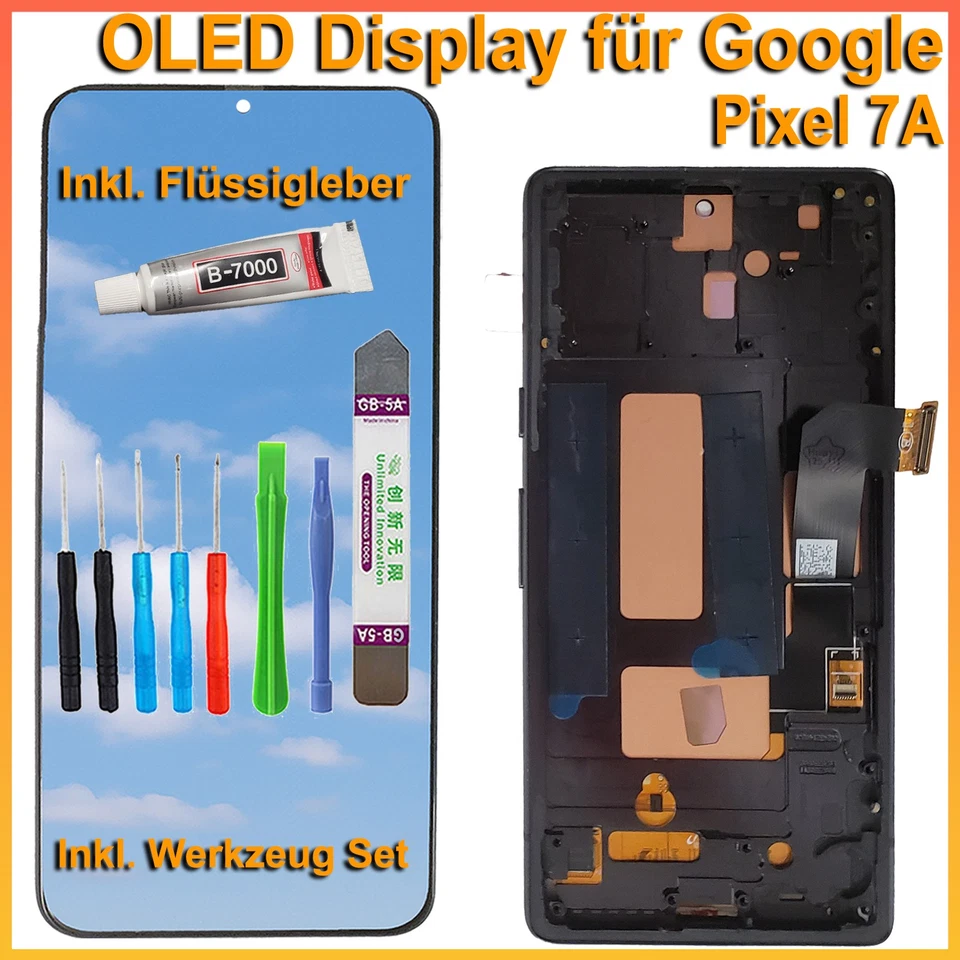 TOP-HX OLED Display für Google Pixel 7a G82U8 G0DZQ LCD Bildschirm auf Rahmen + TOOL