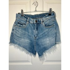 Blank NYC Cutoff Denim Shorts Womens 28 Blue Raw Hem Distressed High Rise